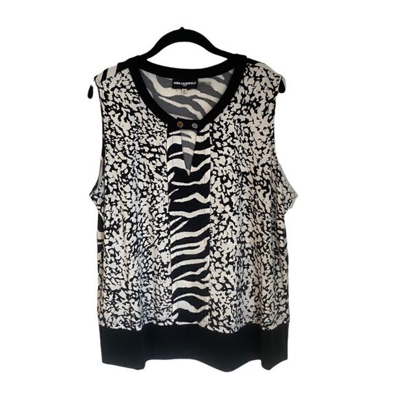 Karl Lagerfeld Paris Zebra print sleeveless top - Picture 1 of 7